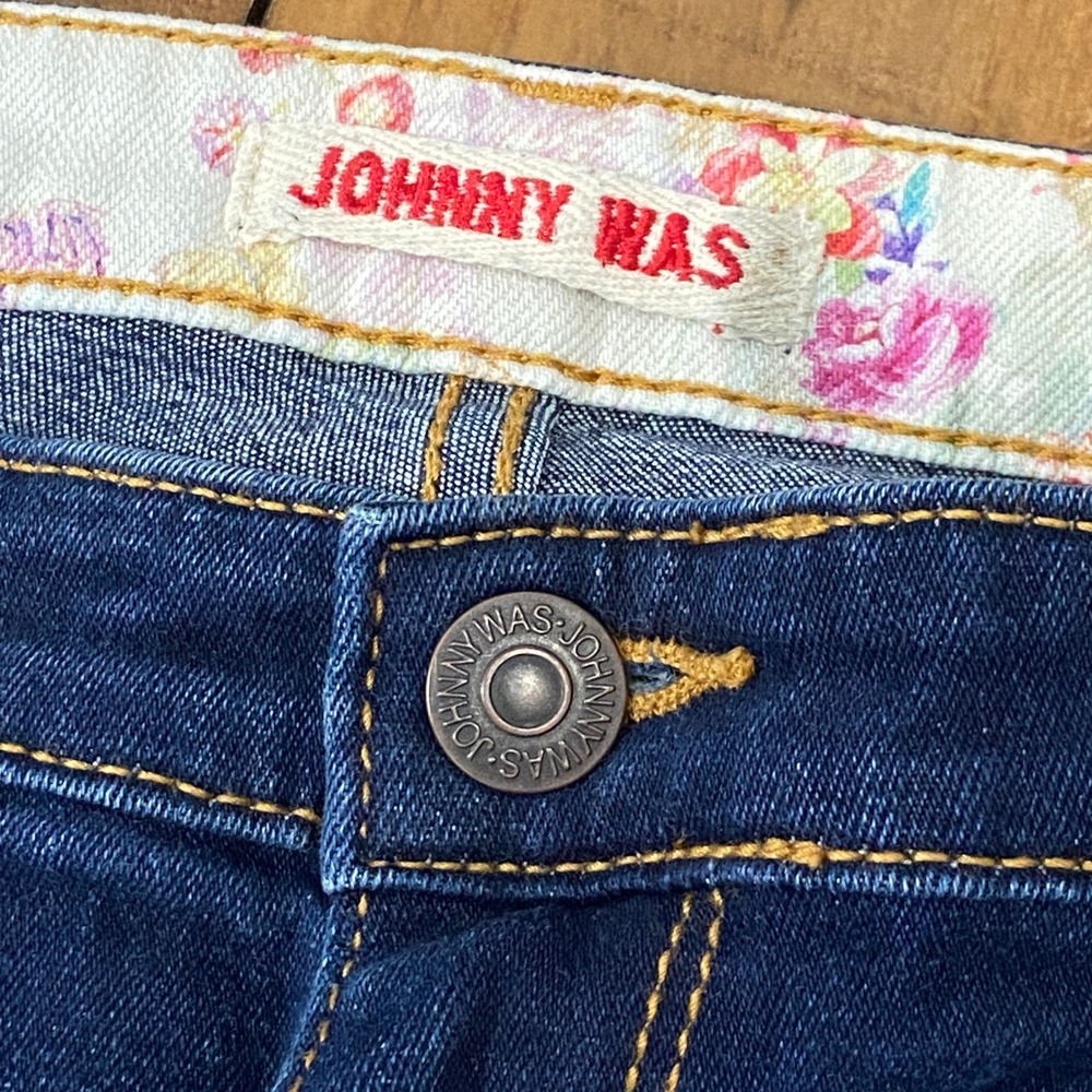Johnny Was The Skinny Jean Mid Rise Dark Wash Stretch Denim Blue‎ Size 30 - Picture 3 of 9